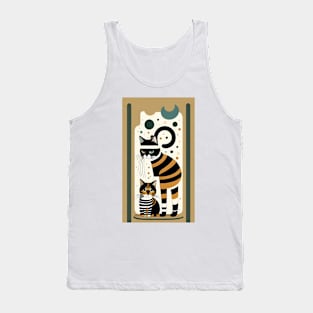 Striped Whisker Dreams: Abstract Cat Artistry Tank Top